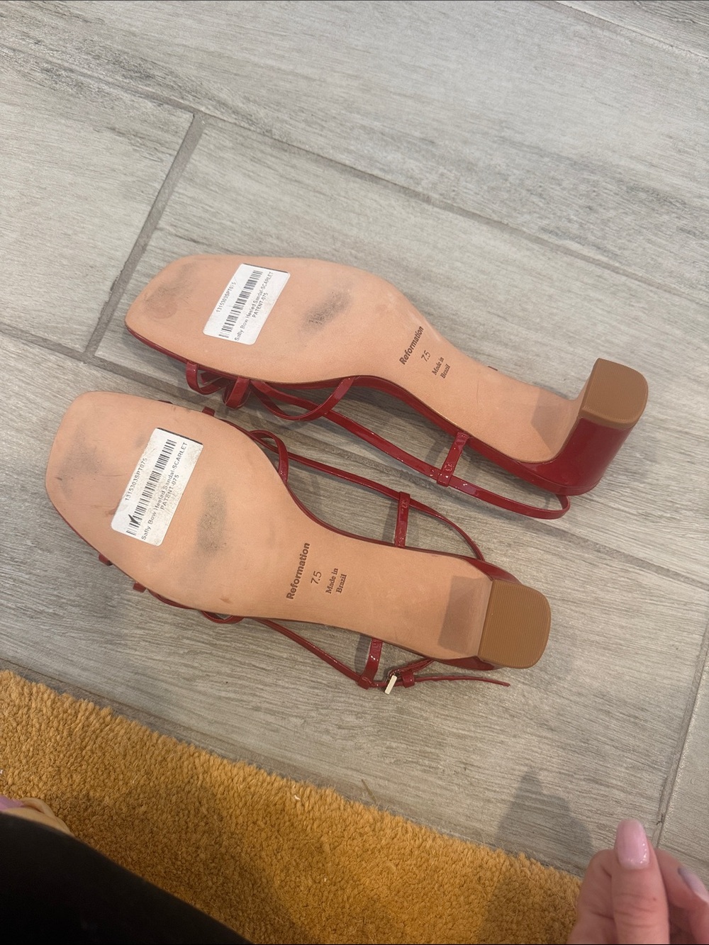 Reformation Cherry Red Patent Slingback Heels - Picture 4 of 4